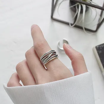

FFLACELL Women Fashion Jewelry Winding Twisted Multi-layer Ring Retro Punk Opening Finger Rings