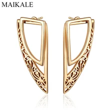 MAIKALE, изысканные золотые, серебряные, полые серьги с металлическими крылышками, серьги-гвоздики с большим цветком для женщин, ювелирные изделия для свадебной вечеринки, модные подарки