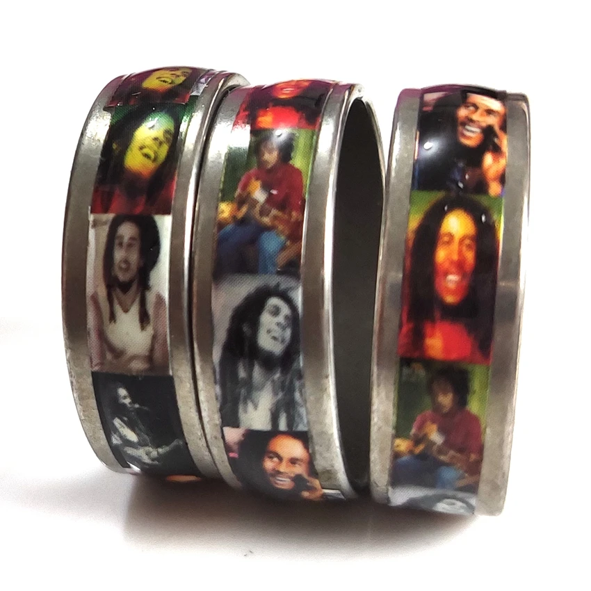 100 шт. кольца Bob Marley из нержавеющей стали мужские крутые в стиле панк для вечеринок