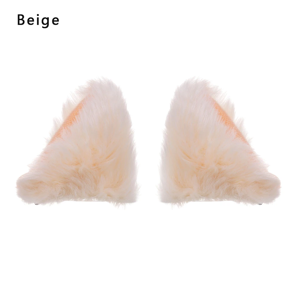 beige 1 пара для вечеринки, клуба, бара, отделочный заколка для волос Плюшевый игровой комплекс для кошек из лисьего меха ухо девочек-младенцев с тематикой Хэллоуина, Косплэй Аниме Костюм кошачьими ушками орекьетте Orecchiette - Цвет: beige