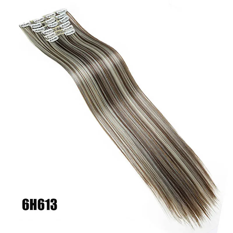 Cabelo 22 sintético onda profunda cabelo resistente ao calor luz marrom cinza loiro feminino extensao do cabelo conjunto grampo - Цвет: 900-6H613