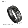 Uelf Black Titanium Steel English Letter Lord's Prayer Ring Serenity Men's Bible Cross Rings For Women Jesus Jewelry ► Photo 3/6