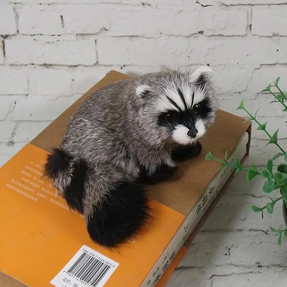 Realistic Lifelike Raccoon Plush Toy Model Fur Furry Animal Doll Kids Xmas Gift 