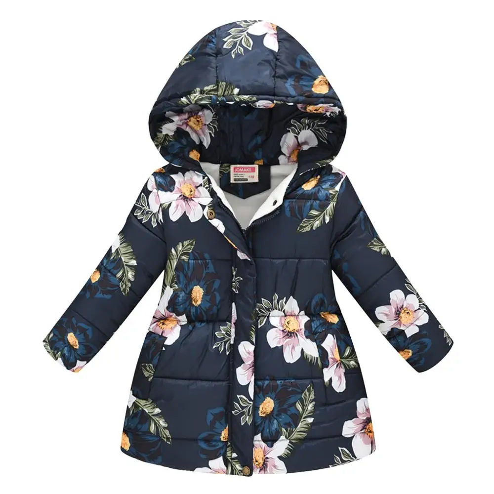  Kids Baby Girls Boys Floral Hooded Winter Warm Hooded Windproof Coat Children Colorful Winter Outwe