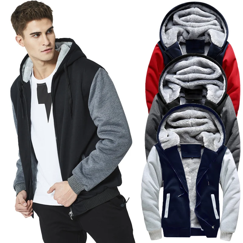 

EU Size Men Sweater Hooded Autumn And Winter Clothing Male Korean Sports Plus Velvet Thick Male Jacket Hooded Jacket Coats S-5XL