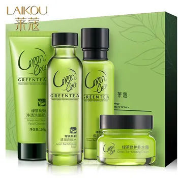 

Green Tea Essence Face Skin Care Set Cleanser Cream Toner Emulsion Anti Aging Repair Whitening Nursing Anti Dry Facial Skin Set