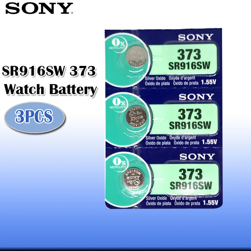 3 шт sony 1,55 V 373 SR916SW 916 SR916 часы с серебряным оксидом батарея 373 SR916SW 916 Кнопка монета сотового Сделано в Японии