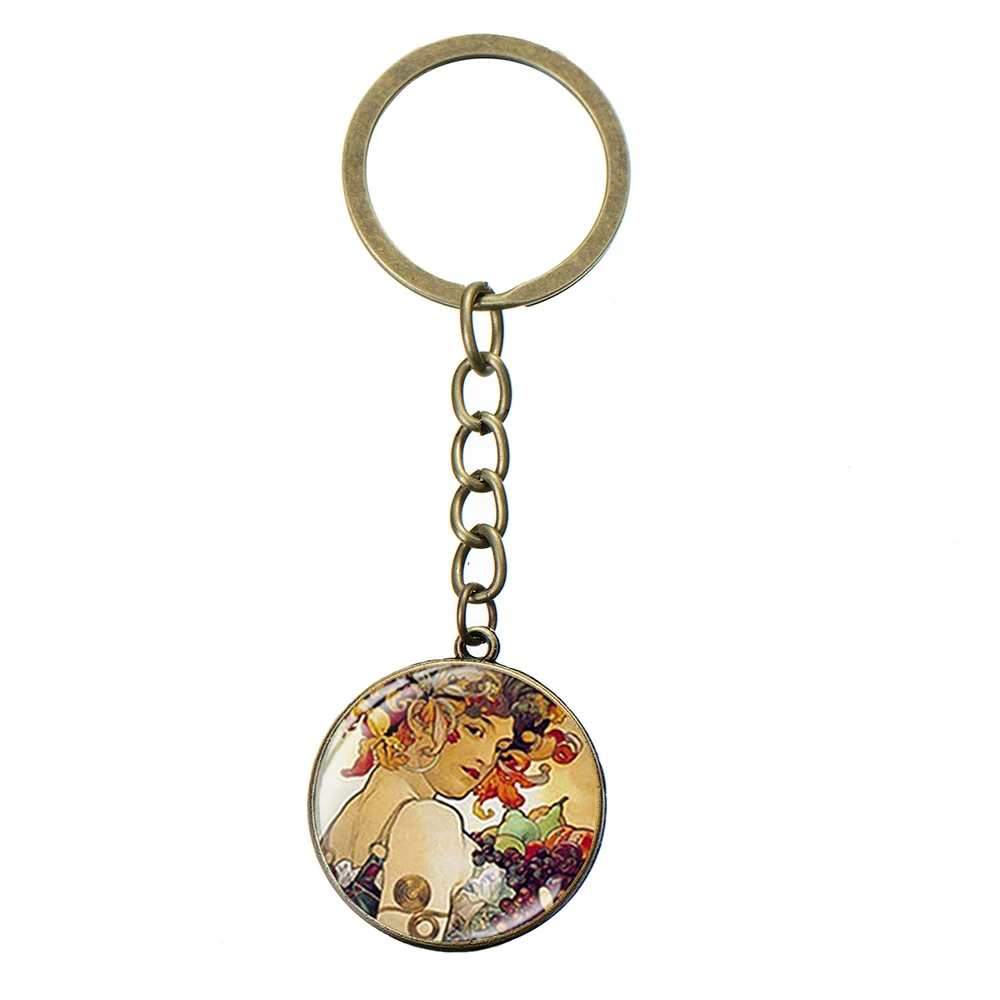 Style 21 SONGDA Alphonse Mucha aestetism брелок стиль Стиль модерн символ стекло кристалл серебряный брелок уникальная сумка с феей Шарм Кулон - Цвет: Style 21