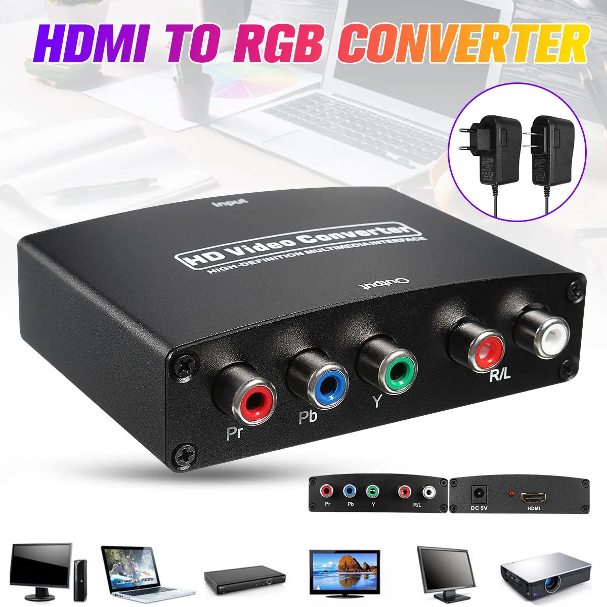1080P hdmi rgb компонент 5 RCA YPbPr видео + R/L аудио конвертер адаптер ТВ ПК|Кабели HDMI| |