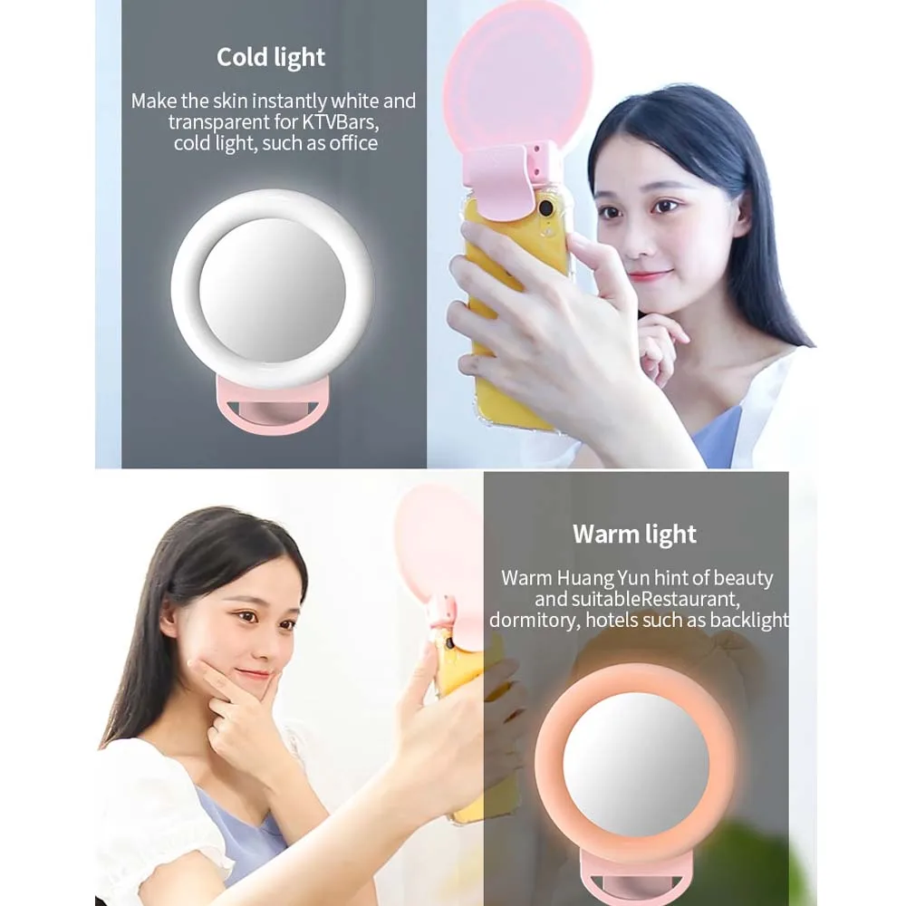 LED Selfie Ring Novelty Light Ring Clip For Cell Phone Photo Lamp celular backlight for phone 9