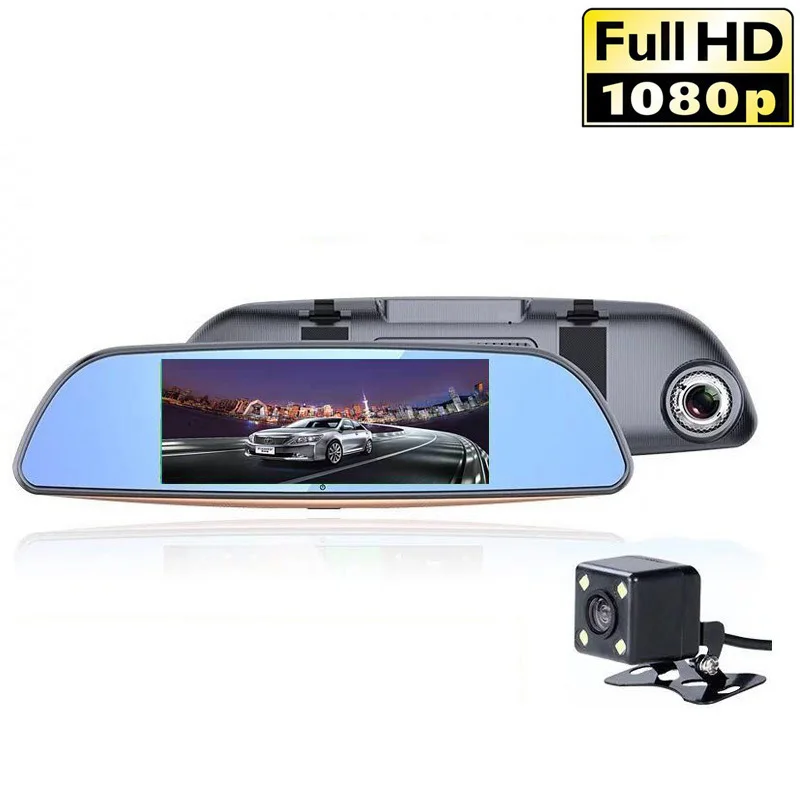 

7 Inch Touch Screen Car Dvr Mirror Camera Dash Cam Camera Dual Lens Dashcam Full HD 1080P Video Recorder Car Security Camera