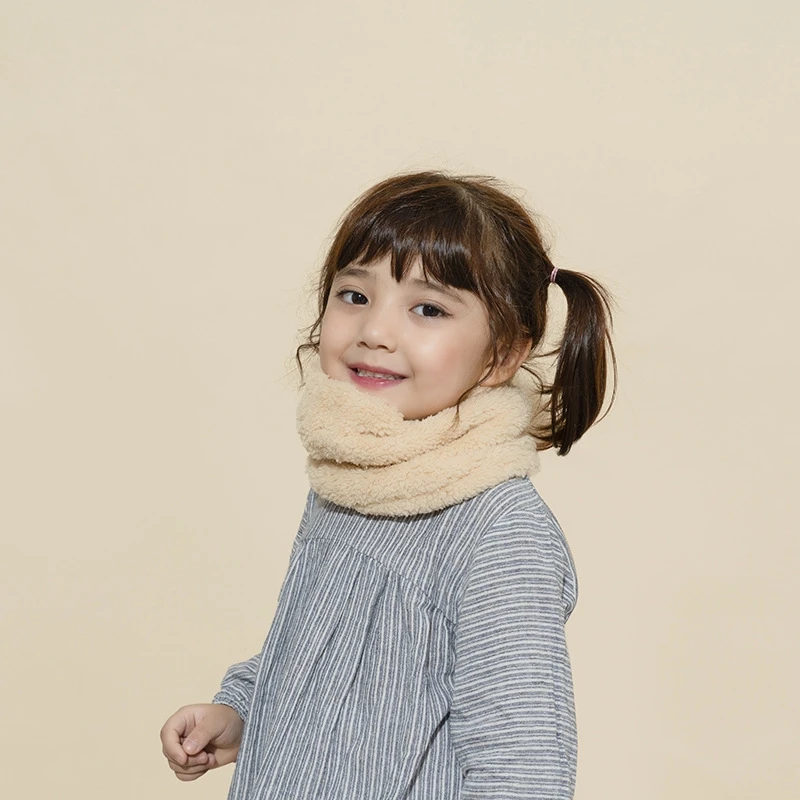 Winter cute Children Scarf Boy Girls Scarves Baby Fur Collar Scarf Ring Pompom Neck Warmers Women Present Berber Fleece24CM