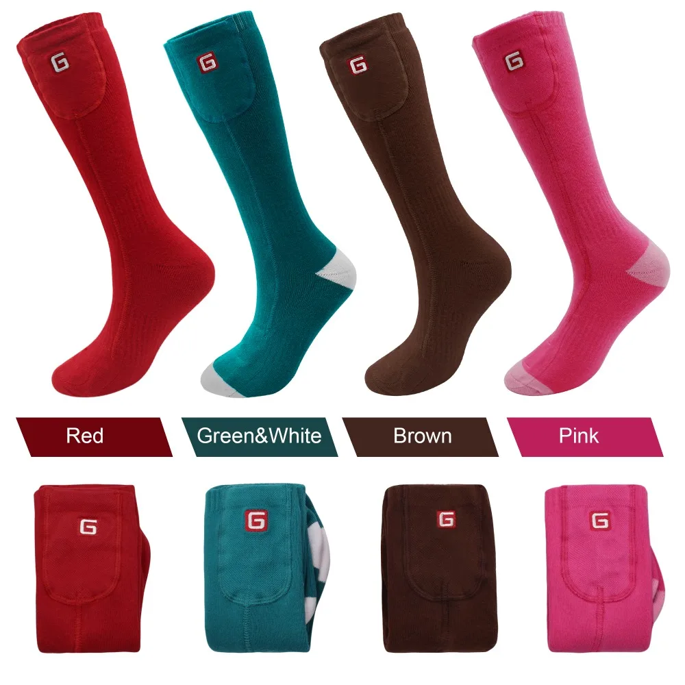 Winter Sports Socks New Year Gift Battery Heat Knee High Stockings Battery Heating Foot Warming Cotton Socks Gray Men Women