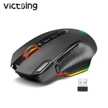 Victsing pc282 10000 dpi rato ergonômico recarregável sem fio do jogo com 10 botões programáveis rgb retroiluminado para o gamer de computador