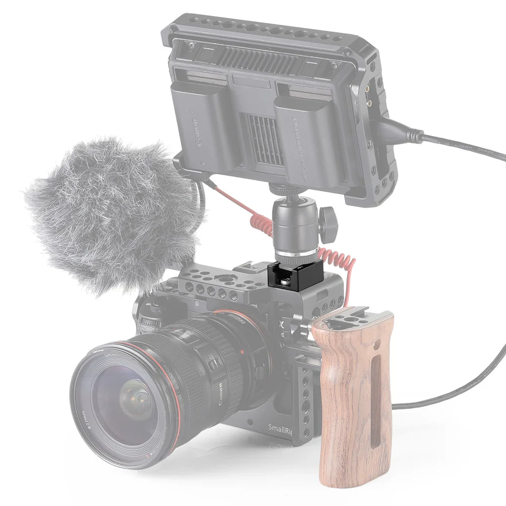 SmallRig 카메라 클램프, 알루미늄 콜드 및 핫 슈 마운트 어댑터, 카메라 조명에 장착하기 위한 1/4 장착 나사 포함, 슈 핸들, 2 개