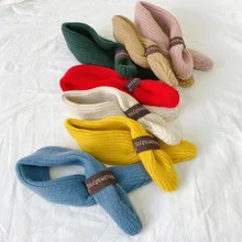 Новинка; зимние детские шарфы; теплый вязаный шарф с крестиком для маленьких мальчиков и девочек; мягкий шарф с воротником; детский растягивающийся шарф-кольцо на шею для детей