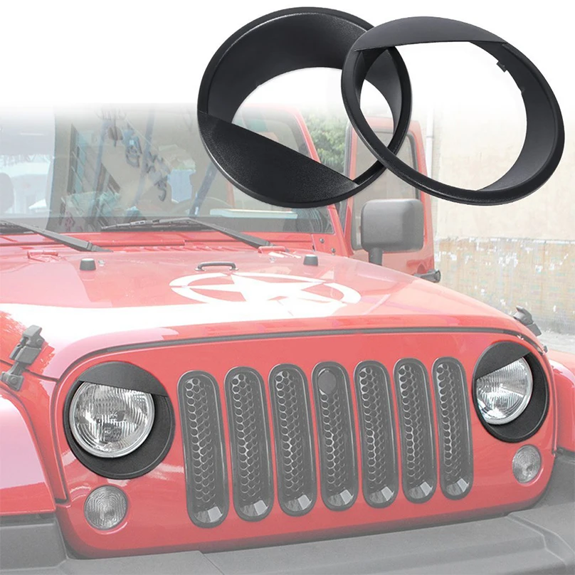 2 шт. черные фары переднего света Angry Bird стиль Накладка для Jeep Wrangler JK JKU Rubicon Sahara 2007