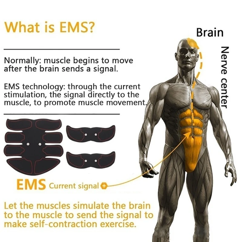 EMS стимулятор мышц, электростимулятор для мышц живота, Электрический тренажер для дома, тренажерного зала, бедер, живота, рук, ног