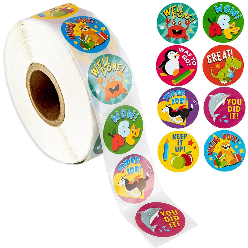 500* Cartoon Smile Face Rewards Stickers Kids School Teacher Labels Toys Decal 