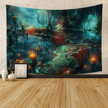 

Laeacco Fashion Tapestry Fairy Tale Forest Mushroom Nature Wall Hangings Decor For Bedroom Restaurant Living Room Dorm College