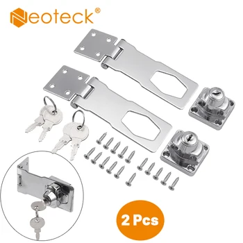 

Neoteck 2 Pcs Stainless Steel Garage Shed Door Gate Buckle Lock Staples Security Key Lock Suitable For Cabinet Door Drawer