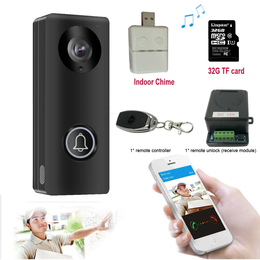 #*Cheap HD 1080P Camera Wifi Video Door Phone Doorbell Wireless Intercom Support SD Card for Android IOS Smartphone Remote View Unlock