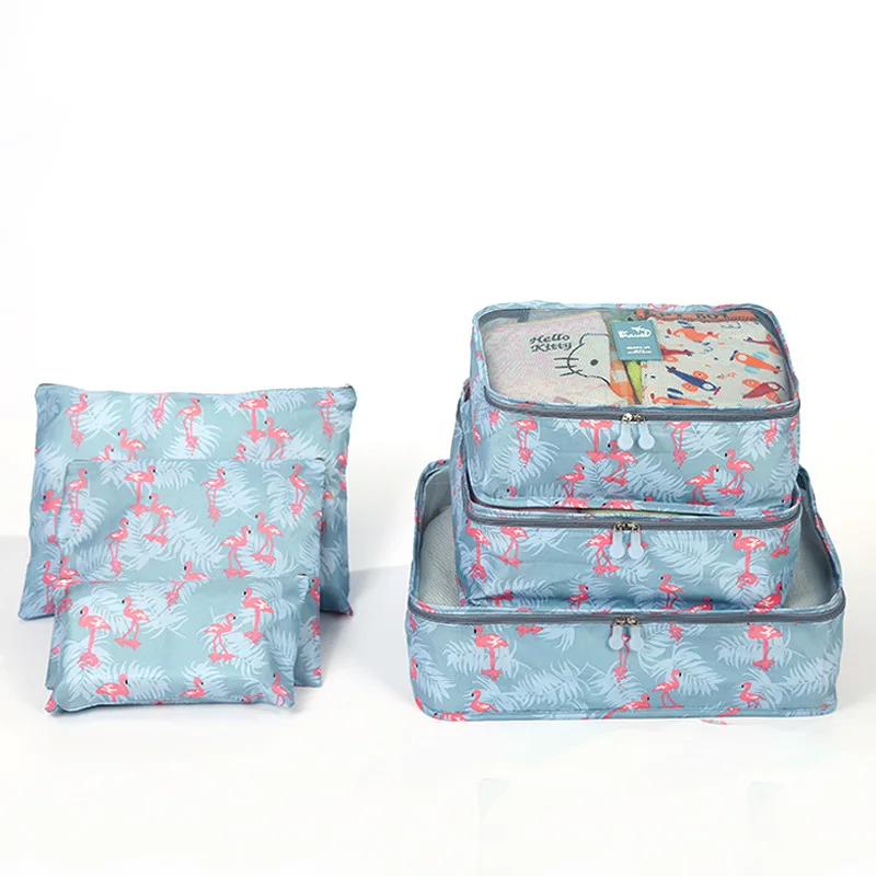 

6P/ Fashion Oxford Cloth Travel Mesh Bag In Bag High Quality Luggage Organizer Packing Cube Organiser for Clothing