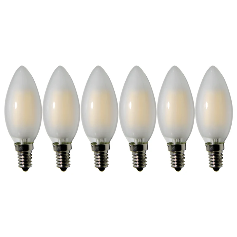 

6Pcs/Lot E14 LED Candle Bulb C35 COB 2W 4W 6W Dimmable Lamp warm white Glass Chandelie Light Bulb