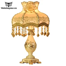 Настольная лампа в европейском стиле, прикроватная лампа для спальни, тканевая настольная лампа в стиле арт-деко для гостиной, кабинета, дома, настольный светильник из смолы