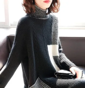 

Ozhouzhan High Collar Long Sleeve Mid-length Dress Female Autumn and Winter 2020 New Style WOMEN'S Dress Base Sweater Dress Wome