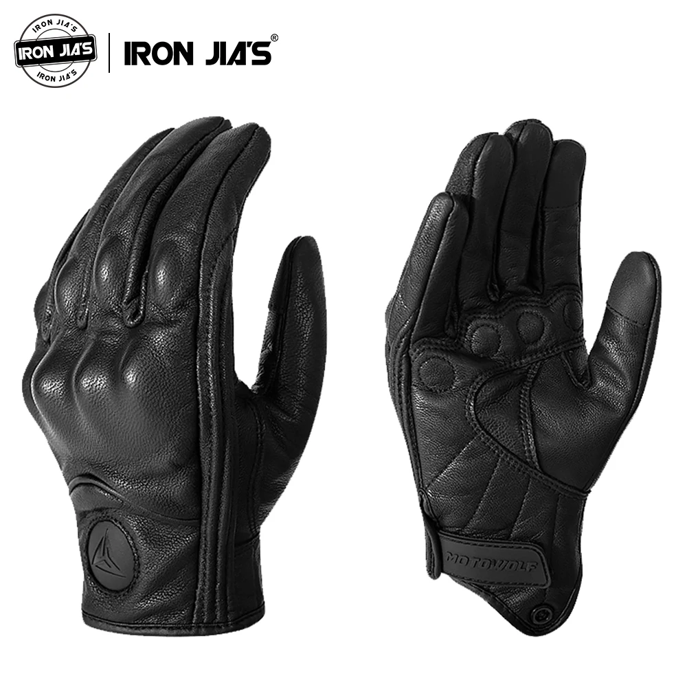 Перчатки для мотоциклистов из натуральной кожи IRON JIA'S, водонепроницаемые перчатки из овчины, защитные шестерни, сенсорные перчатки для мотокросса