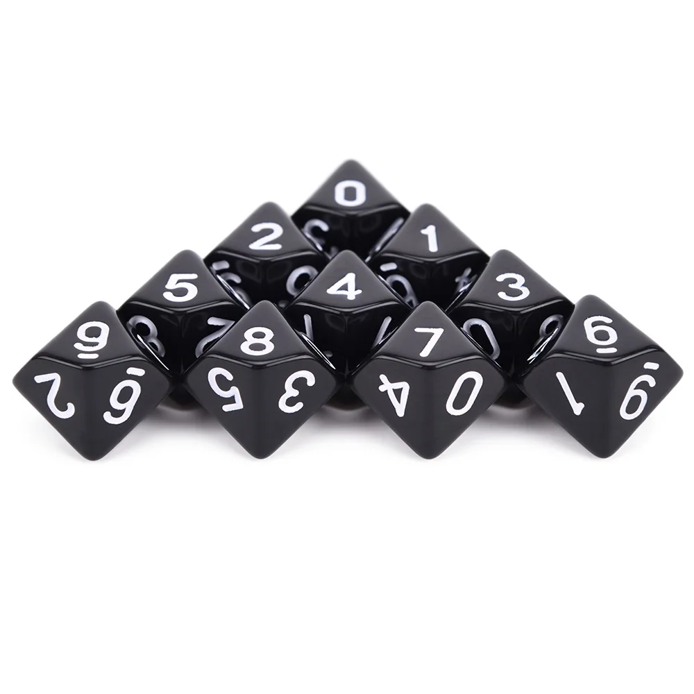 Black w White Ink 10 шт. D10 двухсторонние многогранные игральные кости для настольной ролевой игры мир тьмы вампирский набор из 10 D10 - Цвет: Black w White Ink