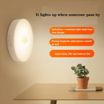 

LED Induction Night Light Bedroom Stairs Wall Lamp Decor Switch Controllable Nightlight Lamp For Children Living Room Decorative