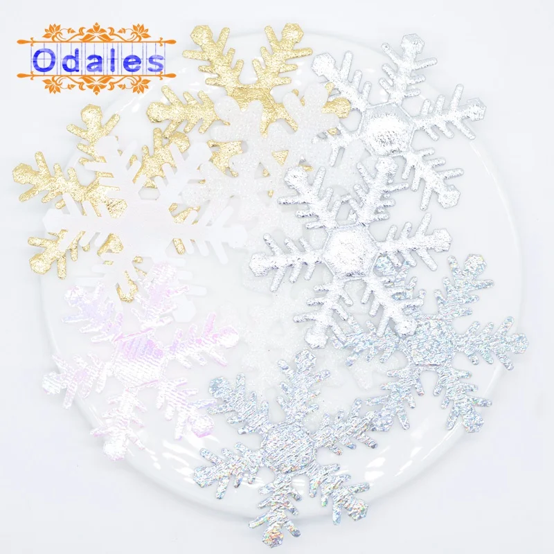 30Pcs 2.5inch Snowflake Patches Glitter BIG Appliqued for Christmas Decoration DIY Party Stickers Accessories | Дом и сад