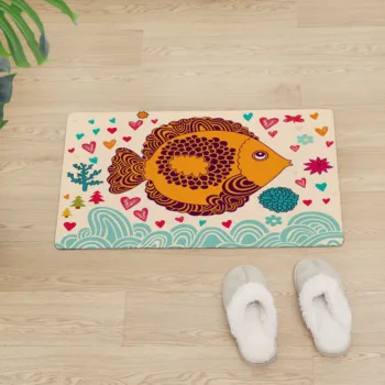 

Cartoon Fish Print Entrance Door Mat PVC Floor Mat Non-slip Kitchen Carpet Soft Leather Doormat Flamingo ковер Multifunction Rug