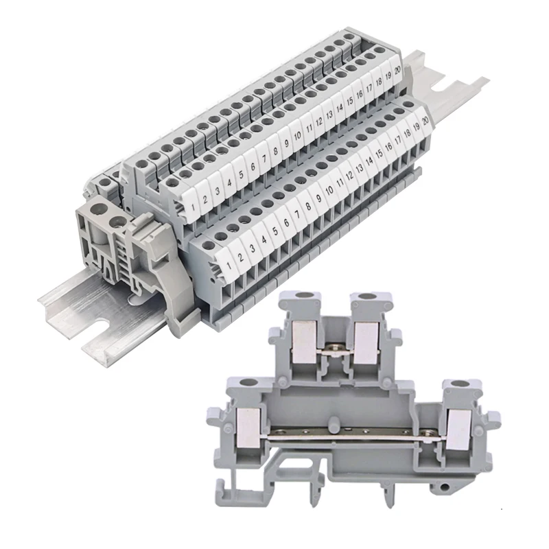 Double Layer Screw Clamp MBKKB2.5 MBKKB-2.5 DIN Rail Terminal Blocks Kit Set 500V 24A din rail terminal block
