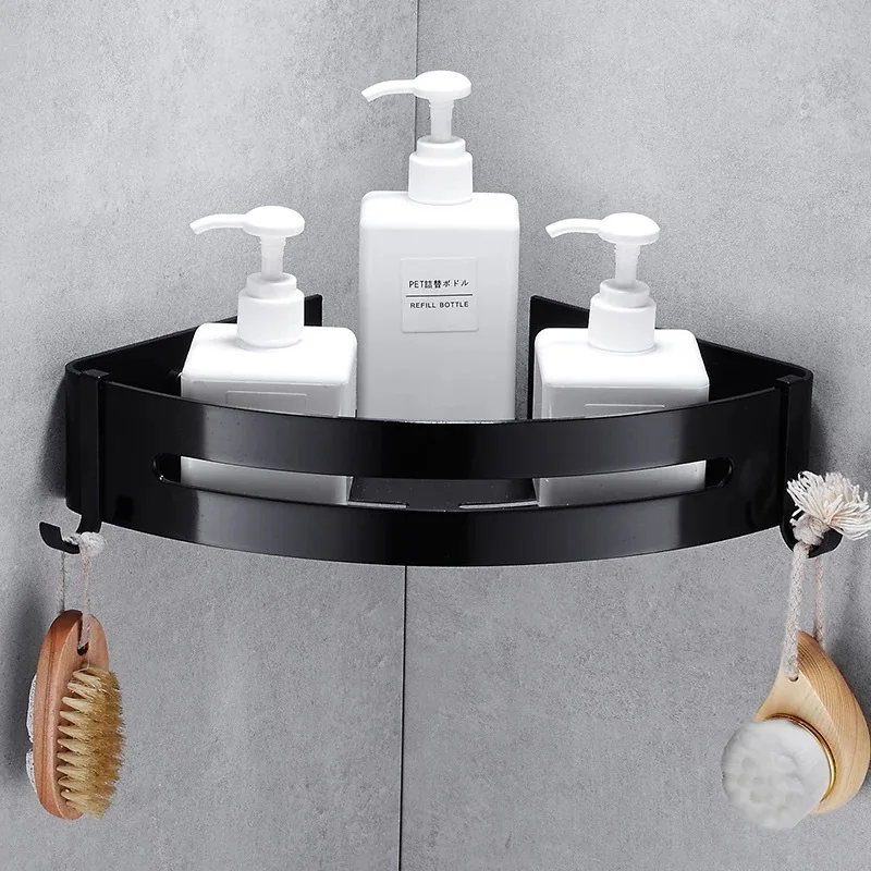 

Manufacturers Straight Hair Alumimum Single Layer Double Layer Three Layer Black And White with Pattern Triangle Basket Bathroom