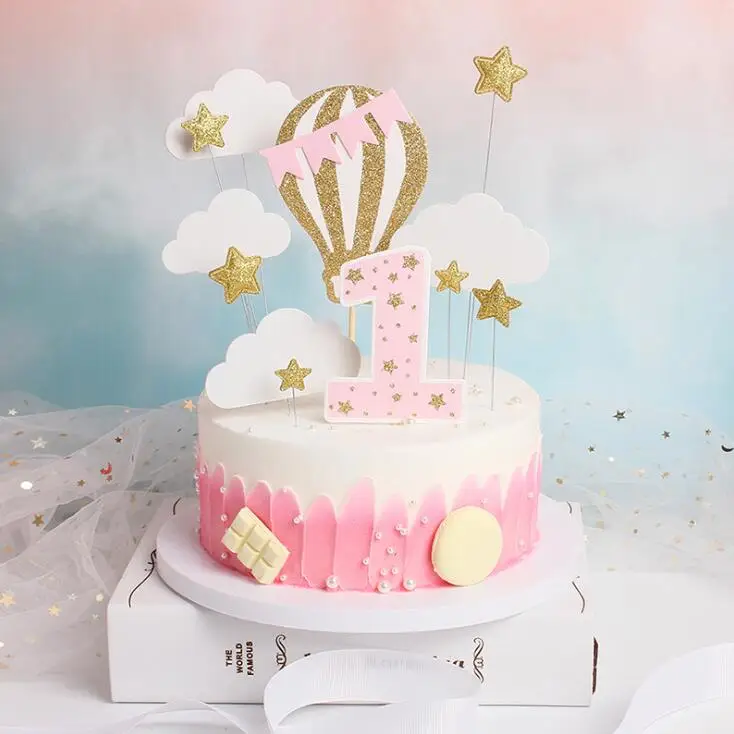 Топперы для торта 1st Year Old Baby Shower День рождения украшения горячий воздух воздушный
