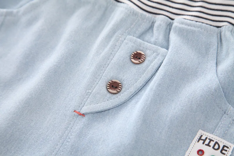 Roupas de Algodão Imprimir o Pescoço Crianças da Forma da Criança Fatos de Treino Crianças Novas Verão Bebê Meninos t Camisas Denim Shorts 2 Pçs - Sets Infantil 22 Conjuntos de roupas