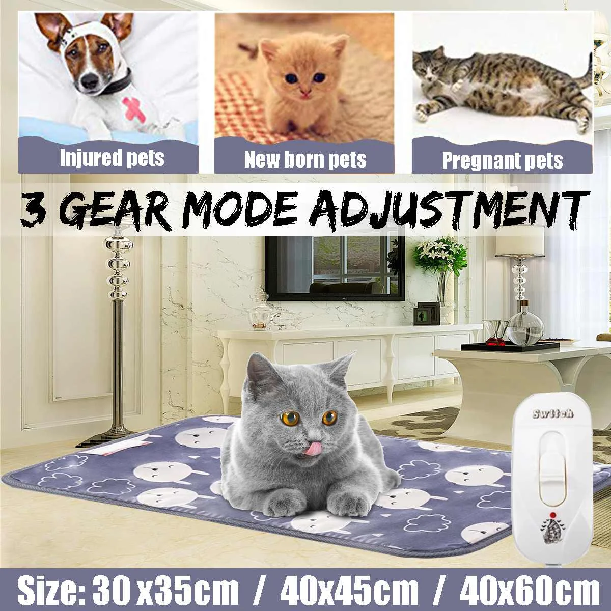 20W 220V Waterproof Electric Heating Pad 3 File Thermostat font b Pet b font Dog Cat