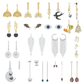 

High Quality Original SWA ED014 Earrings with Original Engraved Tarot Cartoon Bird Rainbow Fashion Glamour Ladies Earrings
