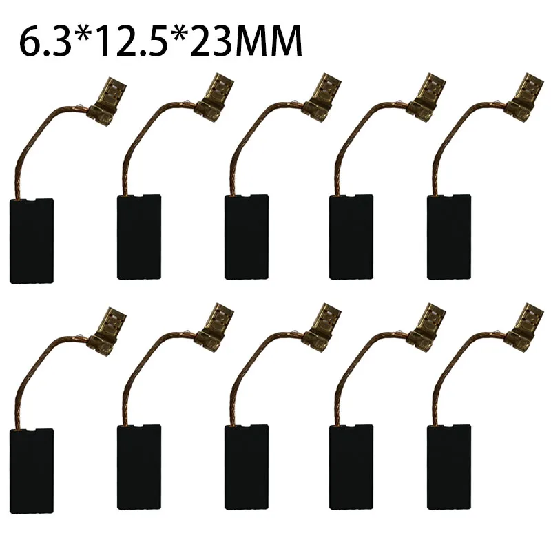 10ks elektrický motorový uhlík kartáč oprava díl 6.3*12.5*23 mm