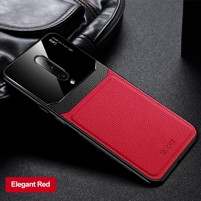 Чехол для Oneplus 7 чехол для телефона из искусственной кожи зеркальный оргстекло Силиконовый противоударный бампер для One plus 6 6T 7 Pro задняя крышка Coque - Цвет: Red