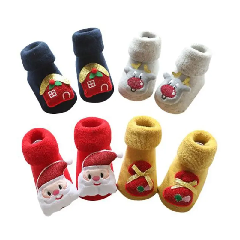 Осенне-зимние утепленные носки для малышей; Нескользящие Детские носки-Тапочки