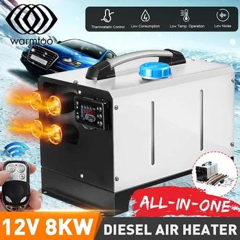 

All in One Mini 8KW Car Heater 12V Diesel Air Heater Four Hole LCD Monitor Remote Parking Heater Warmer For Car Truck Bus Boat