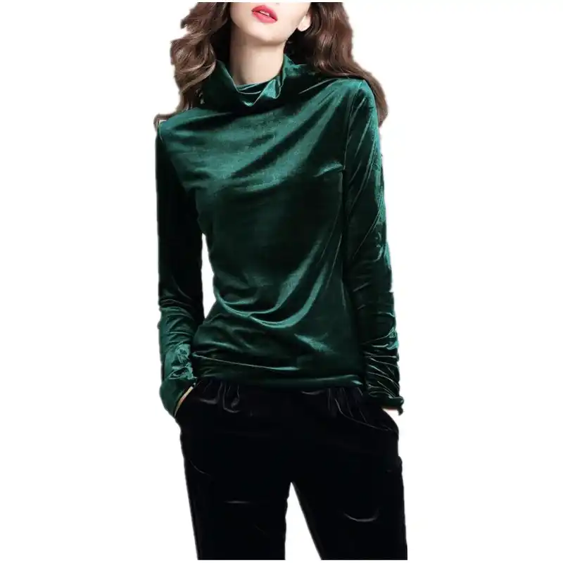 plus size green velvet top