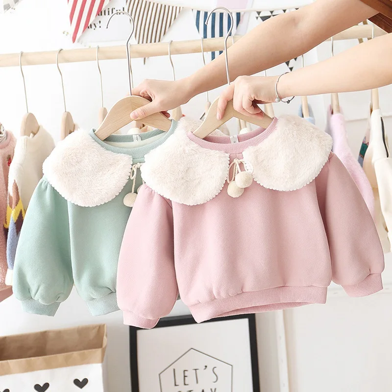 Модная теплая зимняя детская толстовка для девочек 2019 Детский вельветовый