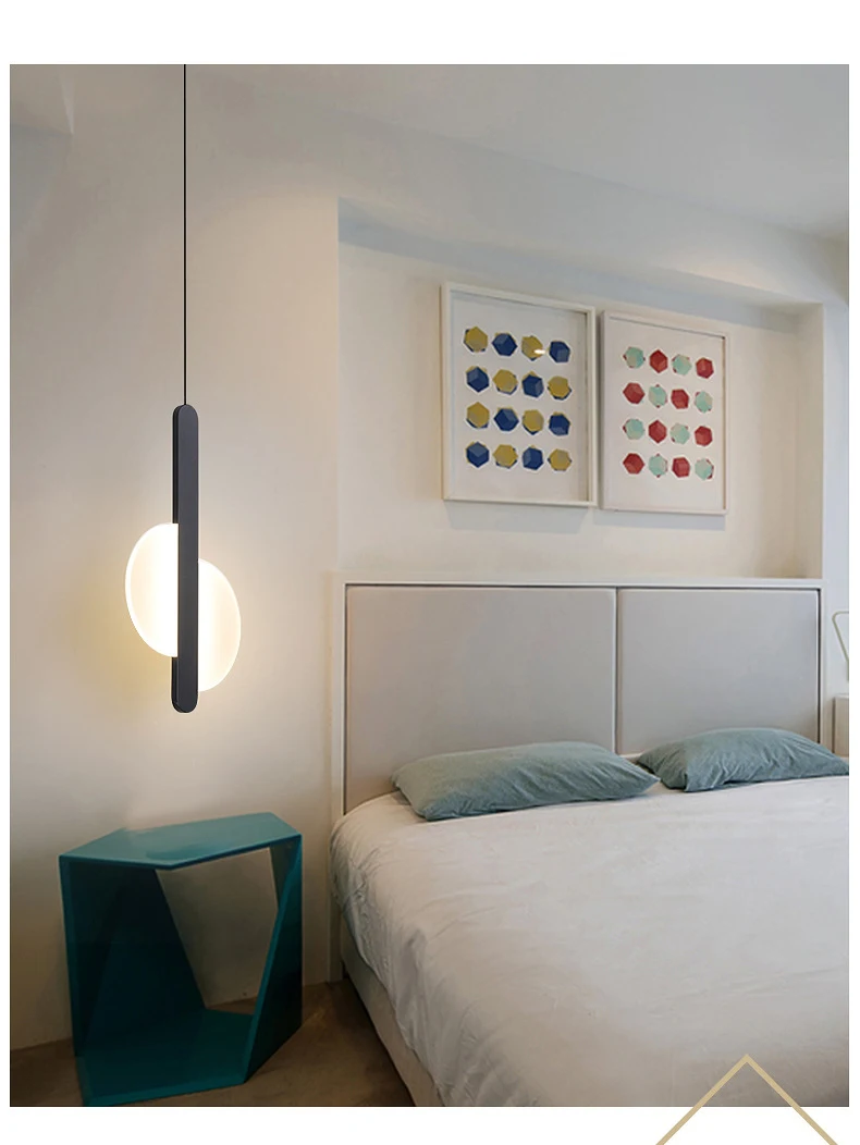 Lâmpada de Cabeceira Nordic Estilo Simples Quarto Pingente Iluminação Led Atmosfera Lâmpada Sala Estar Lâmpadas Suspensão Preto Branco 4 Nordic estilo simples quarto lâmpada de cabeceira