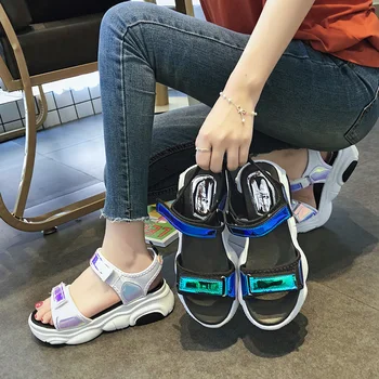 

Women Summer Sports outdoor sandals beach Shoes Thick Sole Platform Flat Student Girls Beach Training Shoes Hook Loop Sneakers