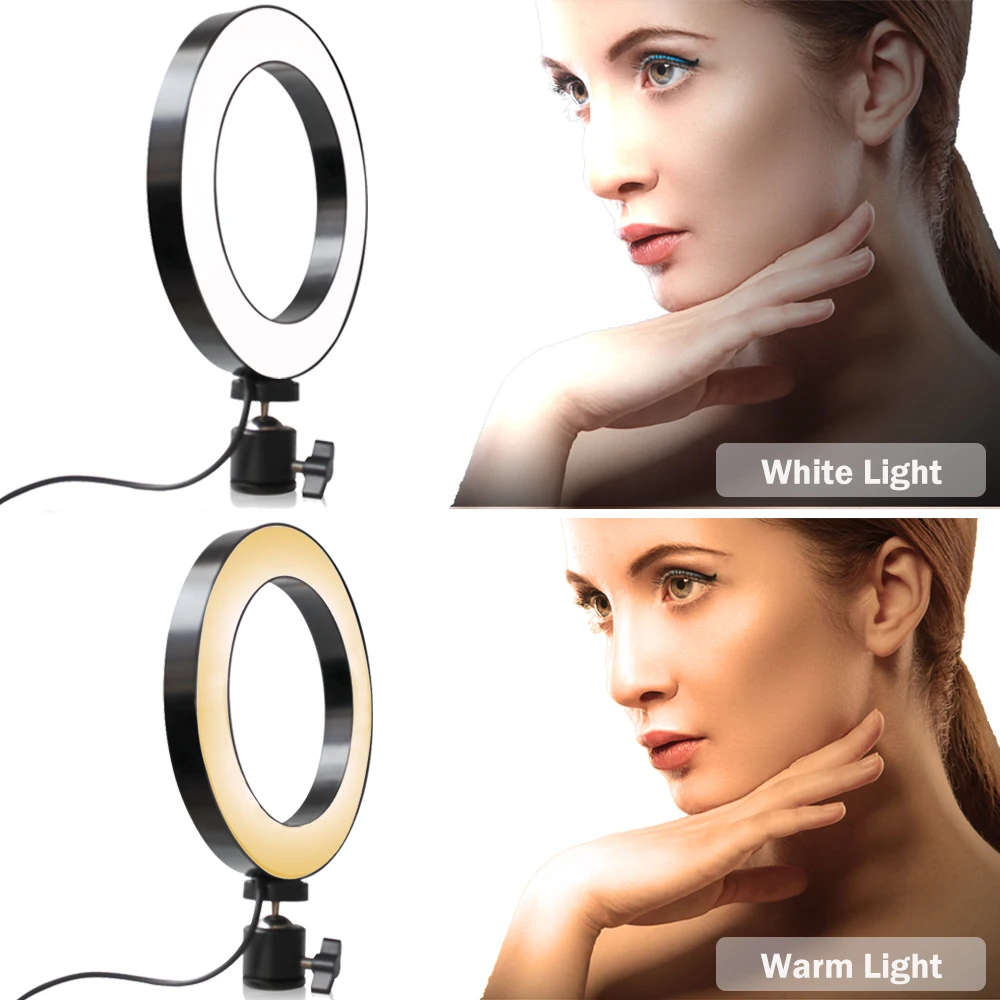 MAMEN 6/20/26CM Video Studio Selfie Ring Light Photography Dimmable Led Lighting For Youtube Live Photo Light With Phone Holder